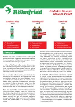 Taubenbedarf Geschäft -Taubenbedarf Geschäft mauserpaket 2019 flyer